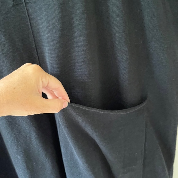EILEEN FISHER Sz 2X Black Short Sleeve Organic Linen Cotton Boxy Blouse Pocket - Picture 4 of 10